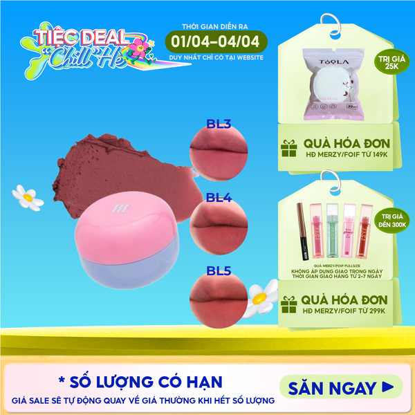  Son Kem Bùn Merzy Kiêm Má Hồng Mờ Lì, Mịn Mượt Như Bơ Dạng Hũ Blurry Lip Mousse 6g 