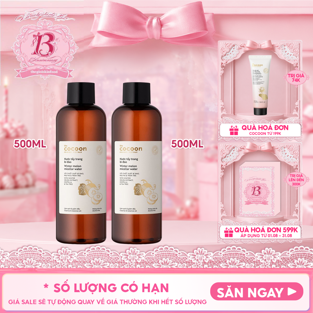 Nước Tẩy Trang Cocoon Bí Đao Thuần Chay Làm Sạch Dịu Nhẹ Winter Melon Micellar Water