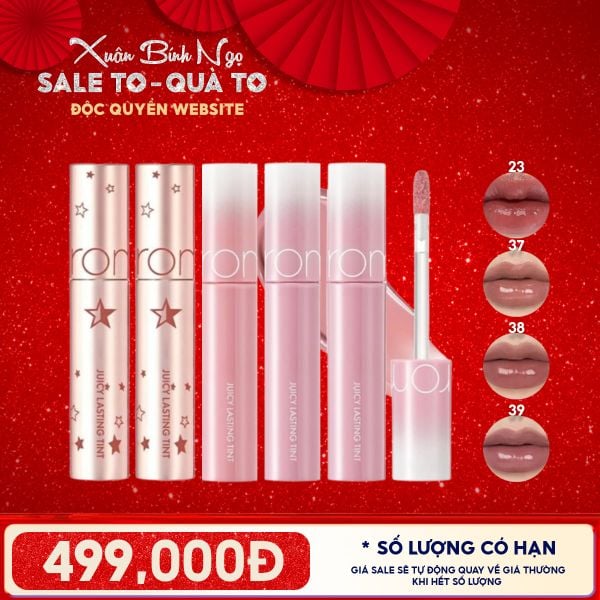  [ĐỘC QUYỀN - COMBO SIÊU HỜI] 2 Son Tint Lì Romand Juicy Lasting Tint Starry Edition + 3 Son Tint Lì Romand The Juicy Lasting Tint 