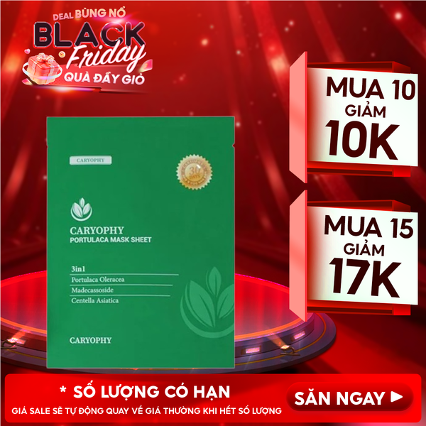  Mặt Nạ Miếng Caryophy Làm Dịu, Hỗ Trợ Phục Hồi Dành Cho Da Dầu Mụn Portulaca Mask Sheet 