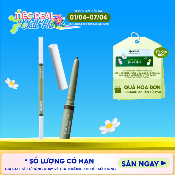  Chì Kẻ Mày Glamrr Q Bền Màu, Lâu Trôi Thuần Chay Vegan Super Stay Brow Pencil 0.08g 