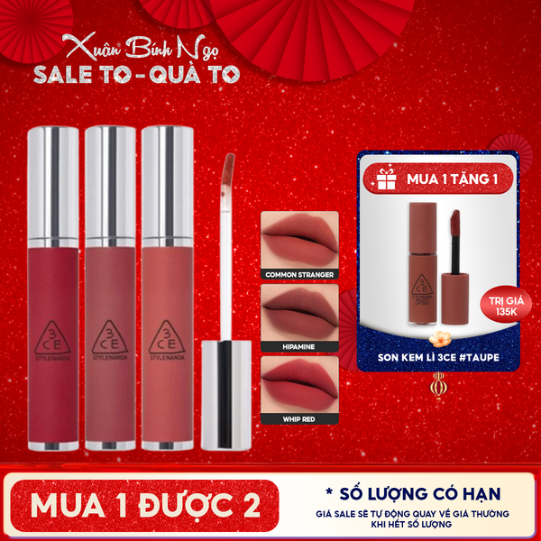  Son Kem Lì 3CE Mịn Mượt Môi Hazy Lip Clay 4g 