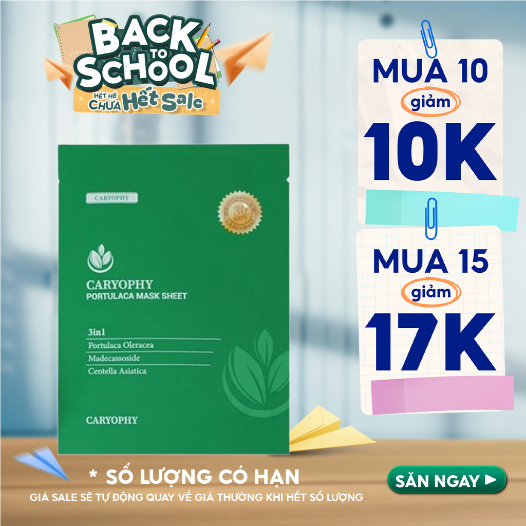 Mặt Nạ Miếng Caryophy Làm Dịu, Hỗ Trợ Phục Hồi Dành Cho Da Dầu Mụn Portulaca Mask Sheet
