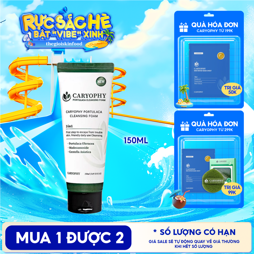 Sữa Rửa Mặt Caryophy Làm Sạch Sâu, Phục Hồi Da Portulaca Cleansing Foam 150ml