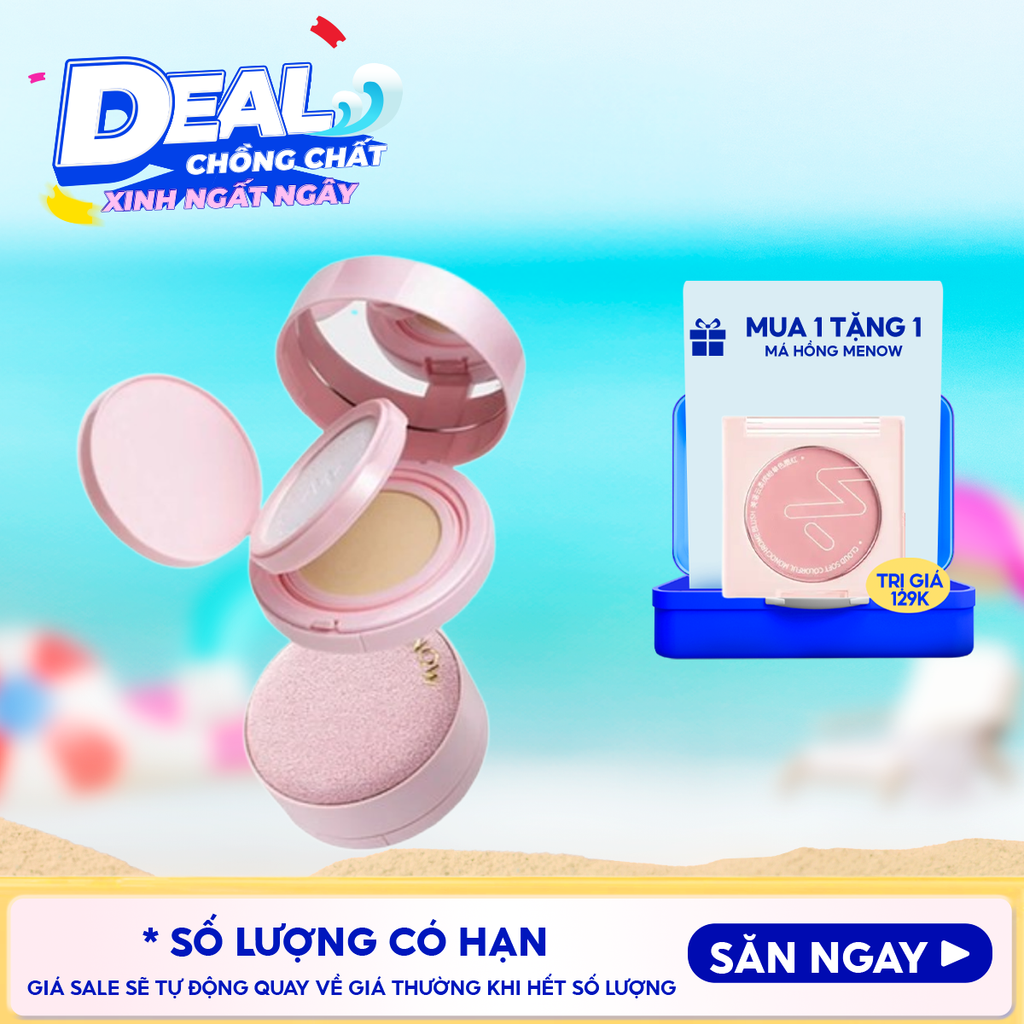 Phấn Nước Kèm Phấn Phủ 2in1 MENOW Kiềm Dầu, Dưỡng Ẩm Light Makeup Powder Cushion Powder Cream 17g