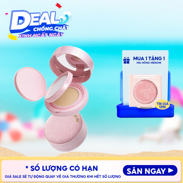  Phấn Nước Kèm Phấn Phủ 2in1 MENOW Kiềm Dầu, Dưỡng Ẩm Light Makeup Powder Cushion Powder Cream 17g 