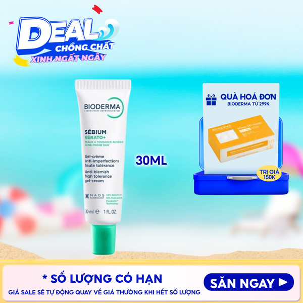  Kem Dưỡng Hỗ Trợ Cải Thiện Mụn & Mờ Thâm Bioderma Sebium Kerato+ 30ml 