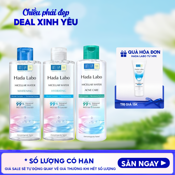  Nước Tẩy Trang Làm Sạch Sâu, Dưỡng Ẩm & Hỗ Trợ Dưỡng Trắng Hada Labo Micellar Water 
