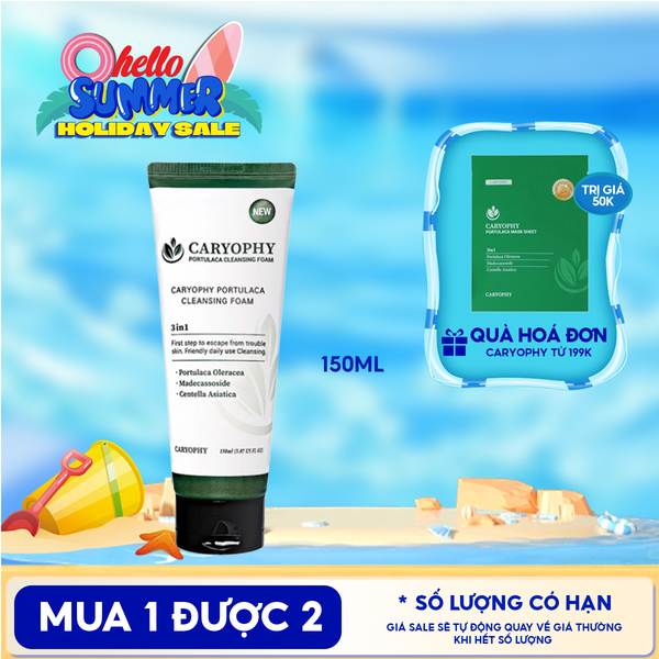  Sữa Rửa Mặt Caryophy Làm Sạch Sâu, Phục Hồi Da Portulaca Cleansing Foam 150ml 