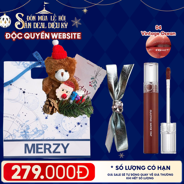  Túi Quà Giáng Sinh: Son Romand + Kẹp Tóc Ngẫu Nhiên + Set Quà Gấu + Túi Giấy Merzy Holiday 