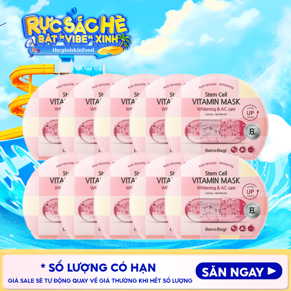 Combo 10 Miếng Mặt Nạ Banobagi Hỗ Trợ Dưỡng Trắng Cấp Ẩm & Bổ Sung Collagen, Cải Thiện Lão Hóa Stem Cell Vitamin, Super Collagen Mask 30ml