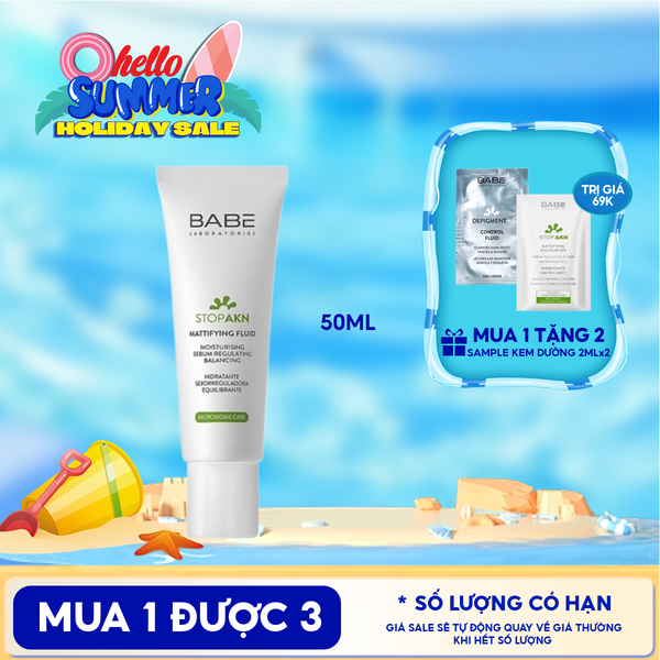  Kem Dưỡng LABORATORIOS BABÉ Kiềm Dầu, Hỗ Trợ Giảm Mụn Stop Akn Mattifying Fluid 50ml 