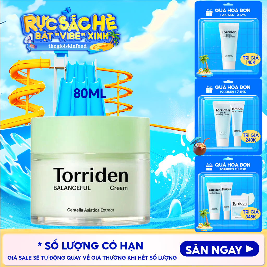 Kem Dưỡng Torriden Cấp Ẩm, Làm Dịu Da Chiết Xuất Rau Má Balanceful Cica Cream 80ml