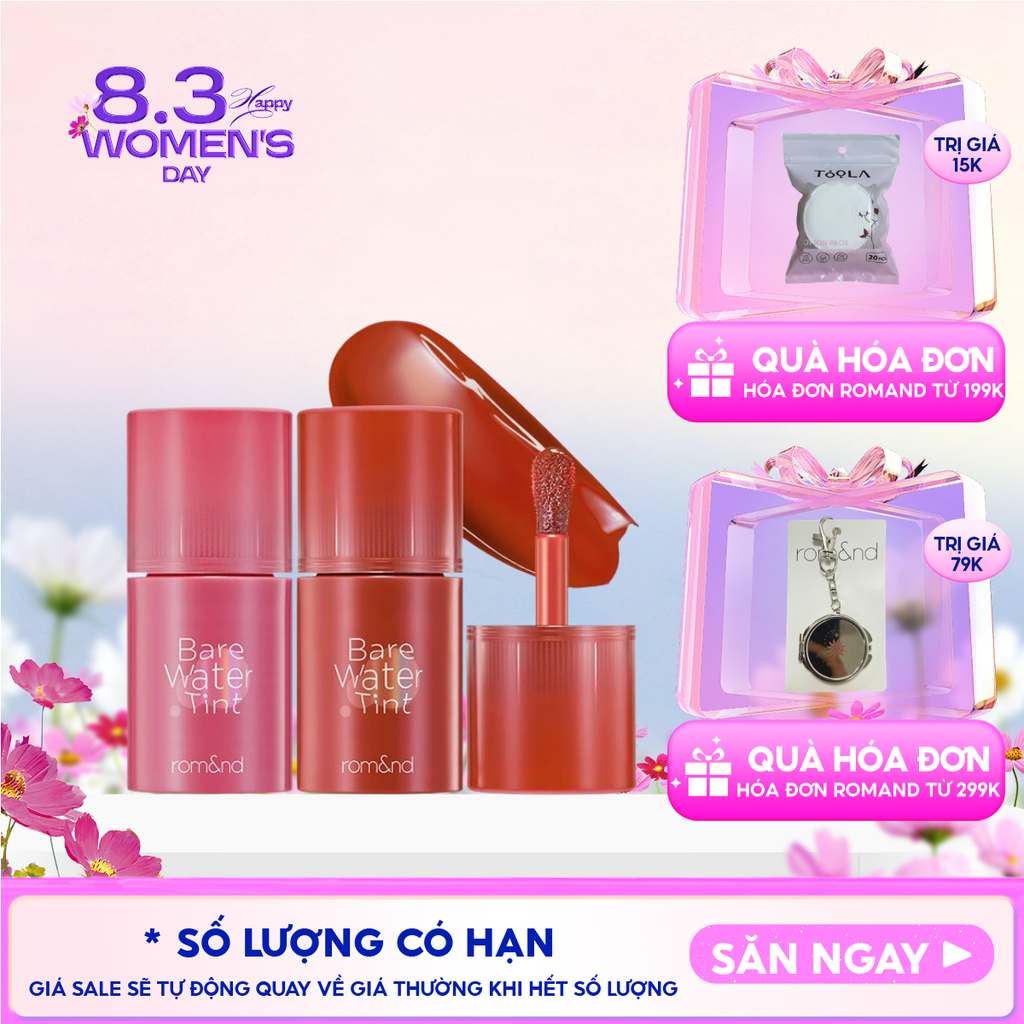 Son Tint Romand Lâu Trôi, Căng Mọng Bare Water Tint