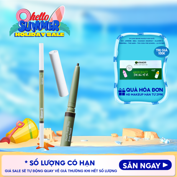  Chì Kẻ Mày Glamrr Q Bền Màu, Lâu Trôi Thuần Chay Vegan Super Stay Brow Pencil 0.08g 