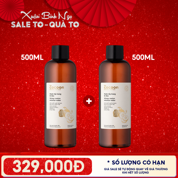 Nước Tẩy Trang Cocoon Bí Đao Thuần Chay Làm Sạch Dịu Nhẹ Winter Melon Micellar Water 