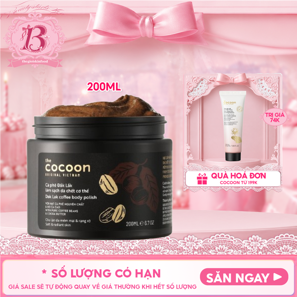  Tẩy Da Chết Body Cocoon Làm Đều Màu Da Và Dưỡng Mịn Da Chiết Xuất Cà Phê Dak Lak, Đường Thốt Nốt An Giang Body Polish 