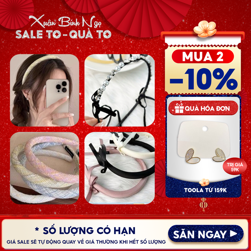 [NHẬP KHẨU] Băng Đô Thời Trang Cài Tóc Bản Nhỏ, Thời Trang, Thanh Lịch, Nhiều Họa Tiết TOOLA