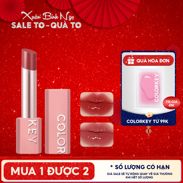 Son Thỏi Có Màu Colorkey Dưỡng Ẩm, Căng Bóng Môi Juicy Glow Lipstick 3g 