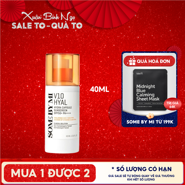  Kem Chống Nắng Some By Mi Dưỡng Ẩm, Làm Dịu Da V10 Hyal Hydra Capsule Suncreen SPF50+ PA++++ 40ml 