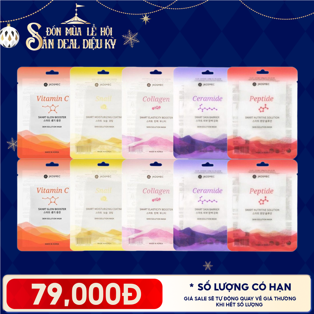 Combo 10 Miếng Mặt Nạ Jkosmec Cải Thiện Các Vấn Đề Làn Da Skin Solution Mask 25ml
