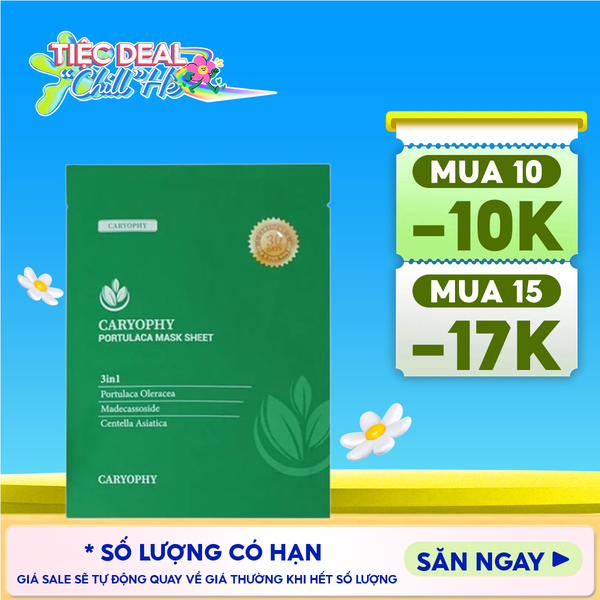 Mặt Nạ Miếng Caryophy Làm Dịu, Hỗ Trợ Phục Hồi Dành Cho Da Dầu Mụn Portulaca Mask Sheet 