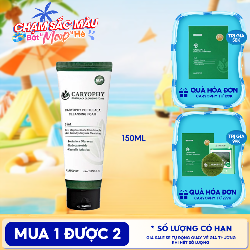 Sữa Rửa Mặt Caryophy Làm Sạch Sâu, Phục Hồi Da Portulaca Cleansing Foam 150ml