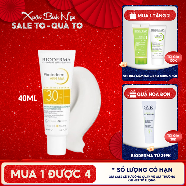  Kem Chống Nắng Bioderma Cho Da Dầu Mụn Photoderm AKN Mat SPF30 40ml 