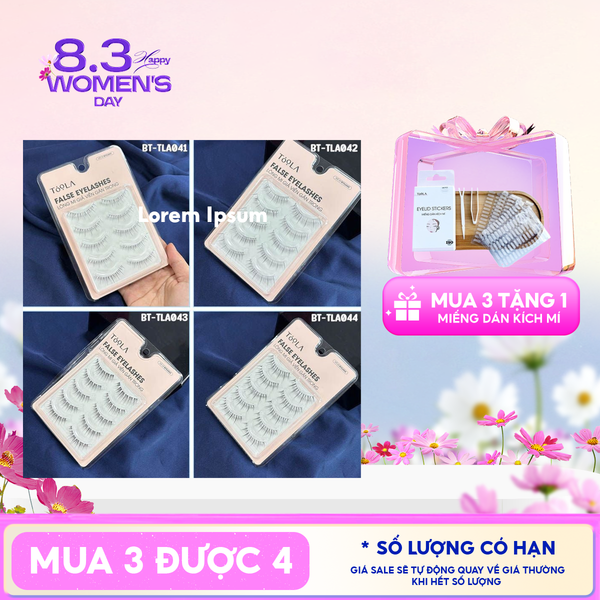  [Mua 3 Tặng 1 Bấm Mi] [NHẬP KHẨU] Lông Mi Giả Viền Gân Trong TOOLA Mềm Mại, Không Nặng Mắt 