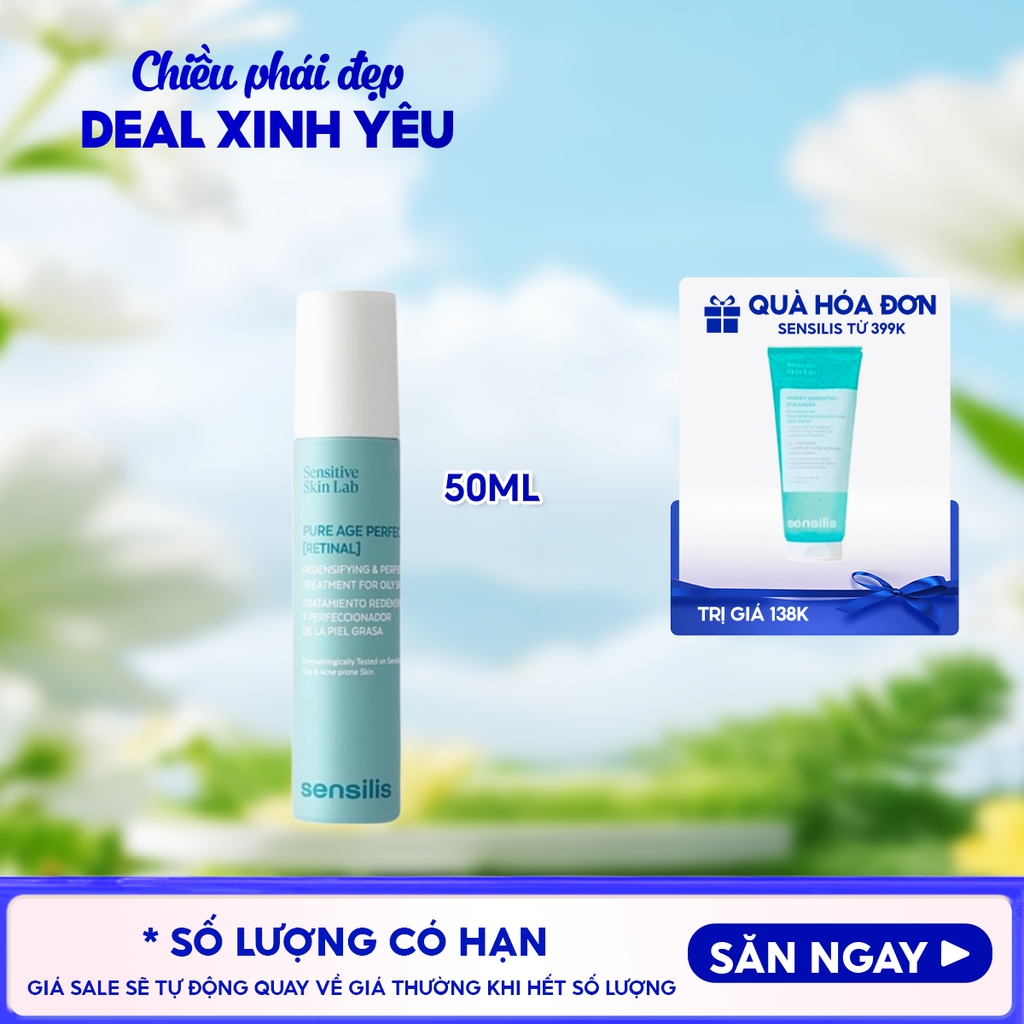 Tinh Chất Dưỡng Sensilis Ban Đêm Cải Thiện Lão Hóa & Khuyết Điểm Da Pure Age Perfection [Retinal] 50ml
