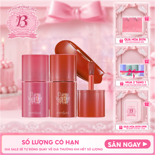  Son Tint Romand Lâu Trôi, Căng Mọng Bare Water Tint 