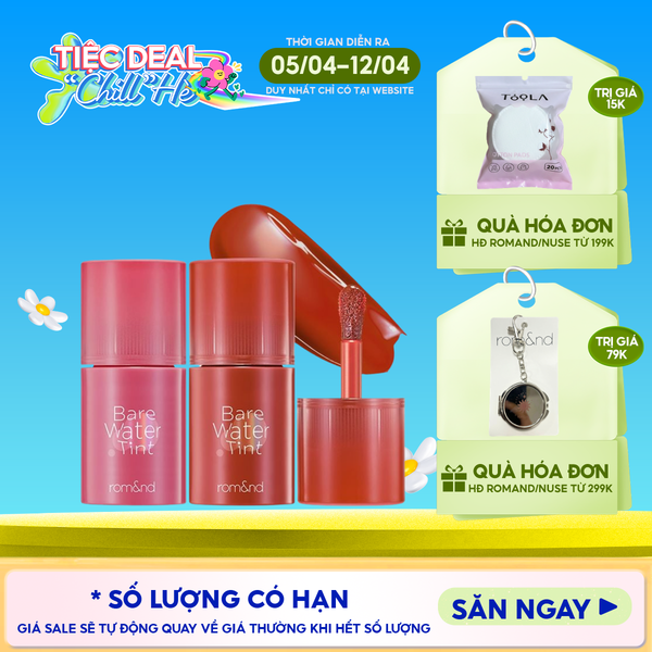  Son Tint Romand Lâu Trôi, Căng Mọng Bare Water Tint 