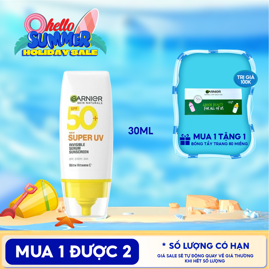 Serum Chống Nắng Garnier Mỏng Nhẹ Skin Naturals Super UV Invisible Serum Sunscreen SPF50+/PA++++