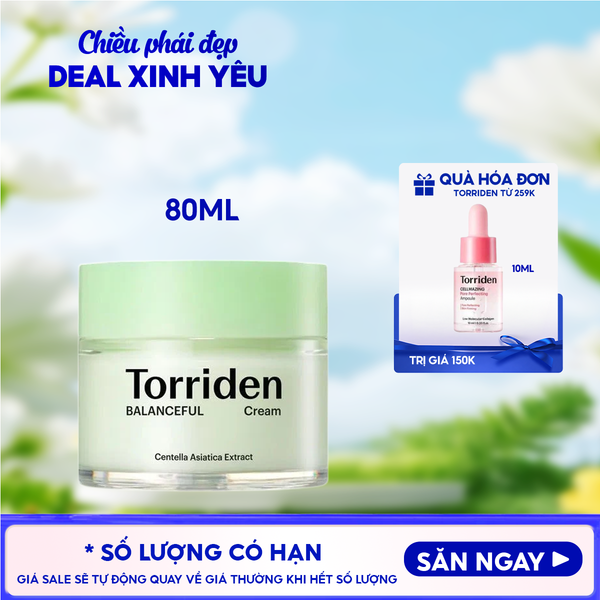  Kem Dưỡng Torriden Cấp Ẩm, Làm Dịu Da Chiết Xuất Rau Má Torriden Balanceful Cream 80ml 