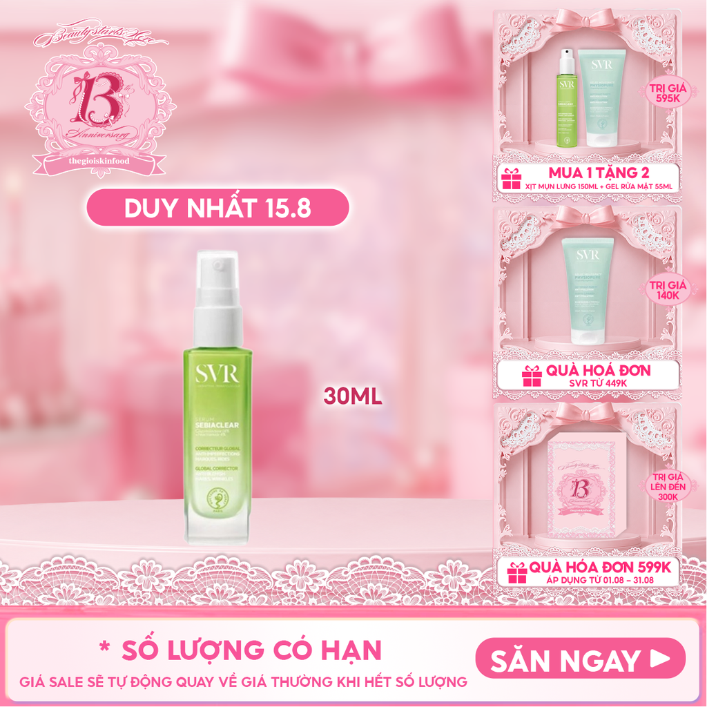 Serum SVR Hỗ Trợ Giảm Mụn, Làm Mờ Thâm Sạm Và Mềm Mịn Da SVR Sebiaclear Serum 30ml
