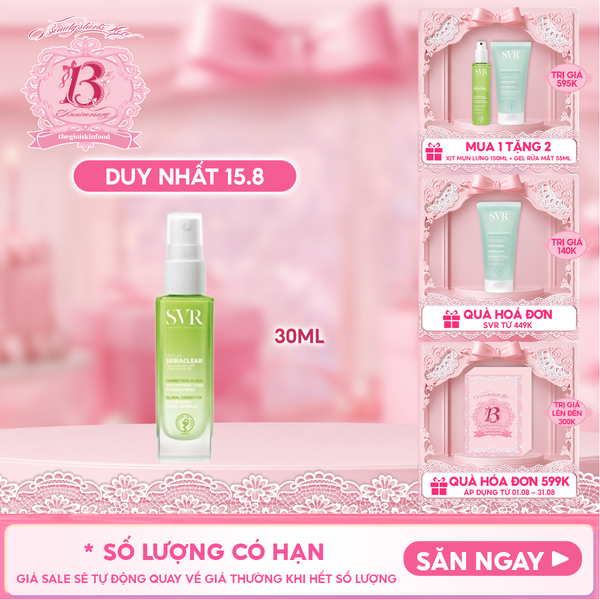  Serum SVR Hỗ Trợ Giảm Mụn, Làm Mờ Thâm Sạm Và Mềm Mịn Da SVR Sebiaclear Serum 30ml 