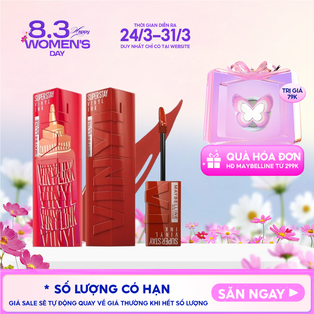 (BST SON "SỐT") Son Kem Bóng Maybelline Bền Màu, Nhẹ Môi New York Superstay Vinyl Ink 4.2ml