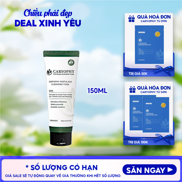 Sữa Rửa Mặt Caryophy Làm Sạch Sâu, Phục Hồi Da Portulaca Cleansing Foam 150ml 