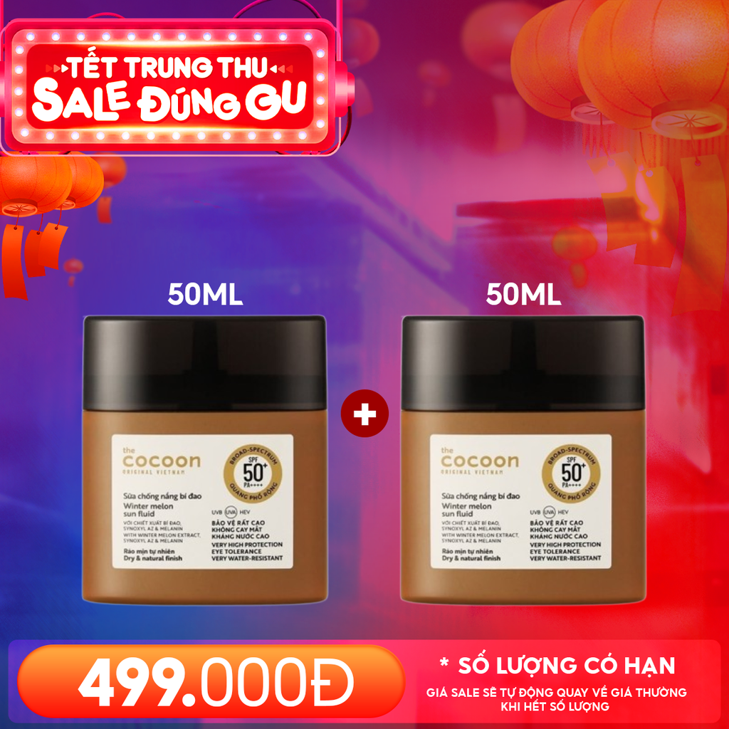 Sữa Chống Nắng Thuần Chay Cocoon Bí Đao Quang Phổ Rộng Winter Melon Sun Fluid Broad-Spectrum SPF 50+ PA++++, UVA – PF 62.6
