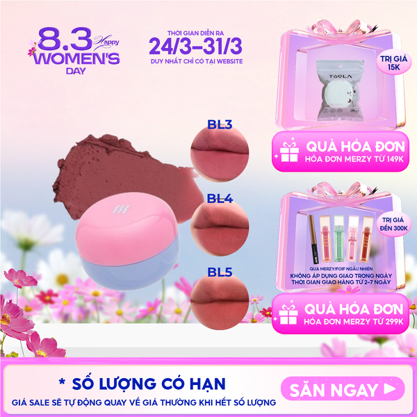  Son Kem Bùn Merzy Kiêm Má Hồng Mờ Lì, Mịn Mượt Như Bơ Dạng Hũ Blurry Lip Mousse 6g 
