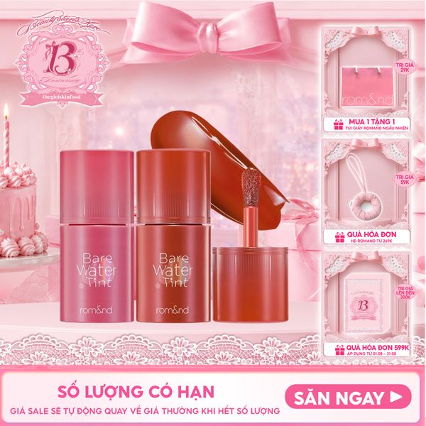  Son Tint Romand Lâu Trôi, Căng Mọng Bare Water Tint 