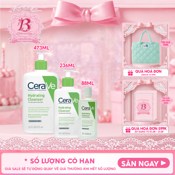 Sữa Rửa Mặt Cerave Dưỡng Ẩm, Làm Sạch Sâu Dành Cho Da Thường & Da Khô Developed With Dermatologists Hydrating Cleanser 