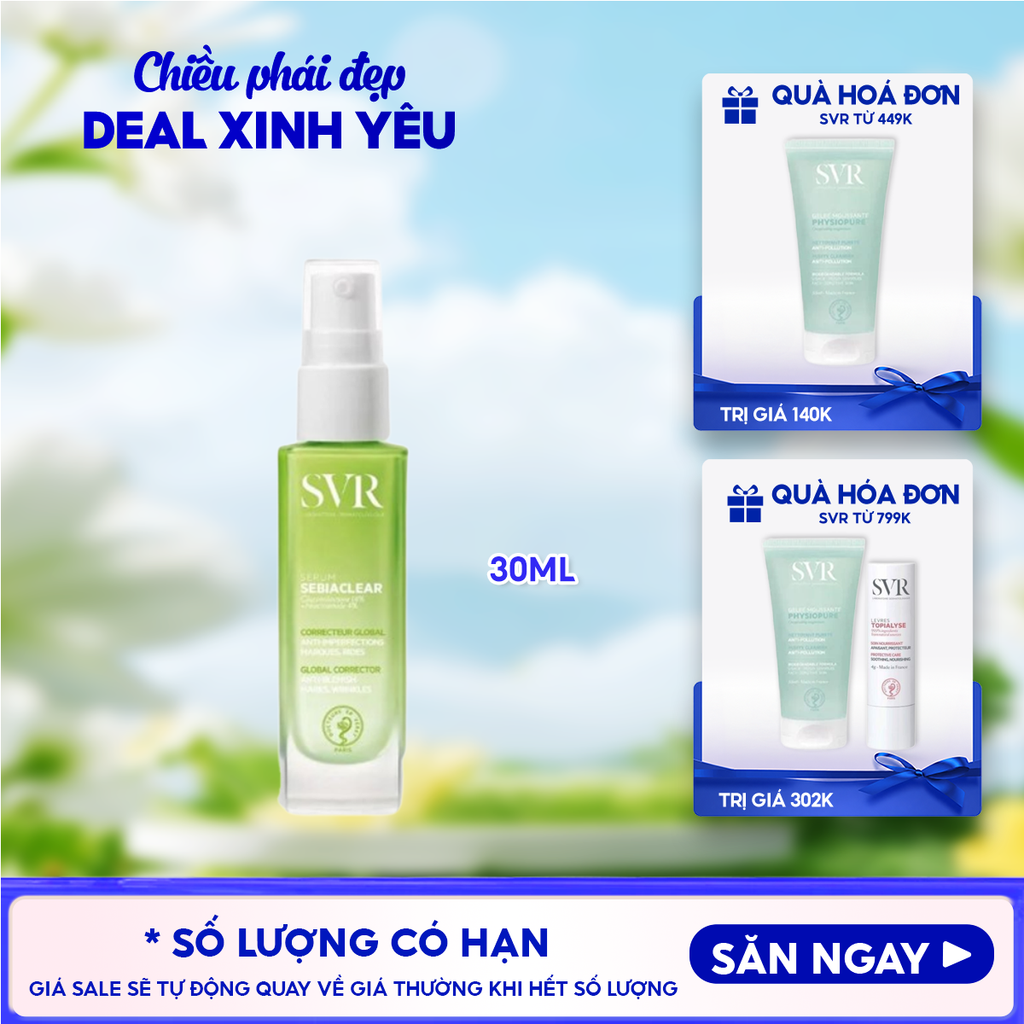 Serum SVR Hỗ Trợ Giảm Mụn, Làm Mờ Thâm Sạm Và Mềm Mịn Da SVR Sebiaclear Serum 30ml
