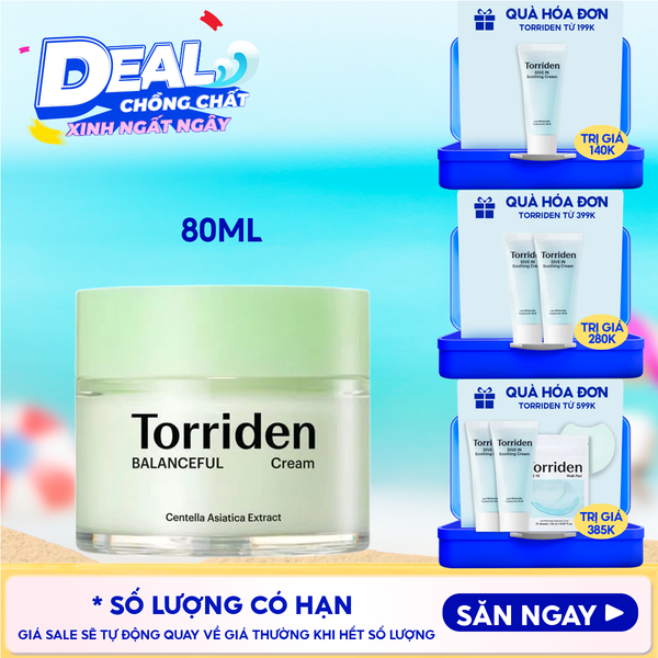  Kem Dưỡng Torriden Cấp Ẩm, Làm Dịu Da Chiết Xuất Rau Má Torriden Balanceful Cream 80ml 