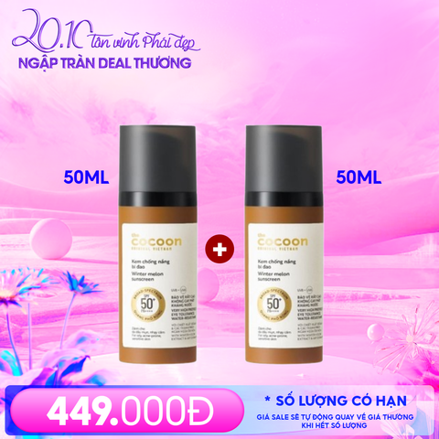Kem Chống Nắng Cocoon Bí Đao Quang Phổ Rộng Dành Cho Da Dầu, Nhạy Cảm Winter Melon Sunscreen SPF50+ PA++++ 50ml
