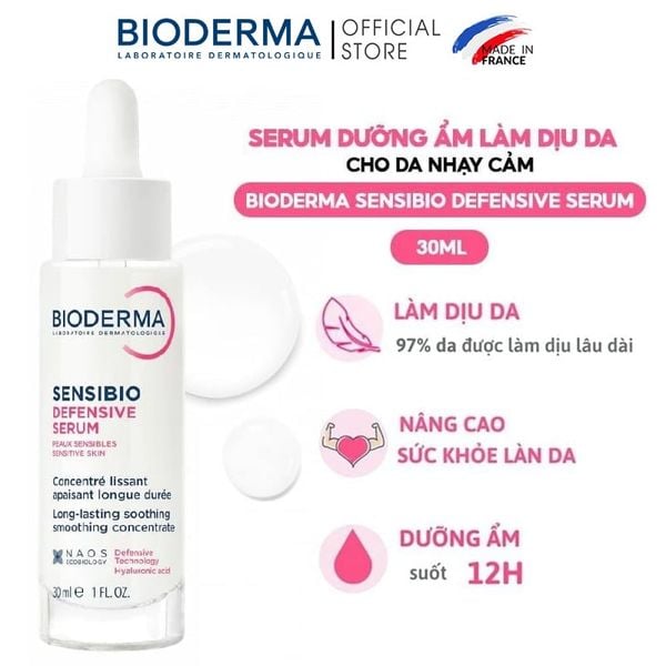  Serum Bioderma Dưỡng Ẩm, Làm Dịu Cho Da Nhạy Cảm Sensibio Defensive Serum 30ml 