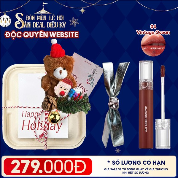  Hộp Quà Giáng Sinh: Son Romand + Kẹp Tóc Ngẫu Nhiên + Set Quà Gấu + Hộp Bã Mía 