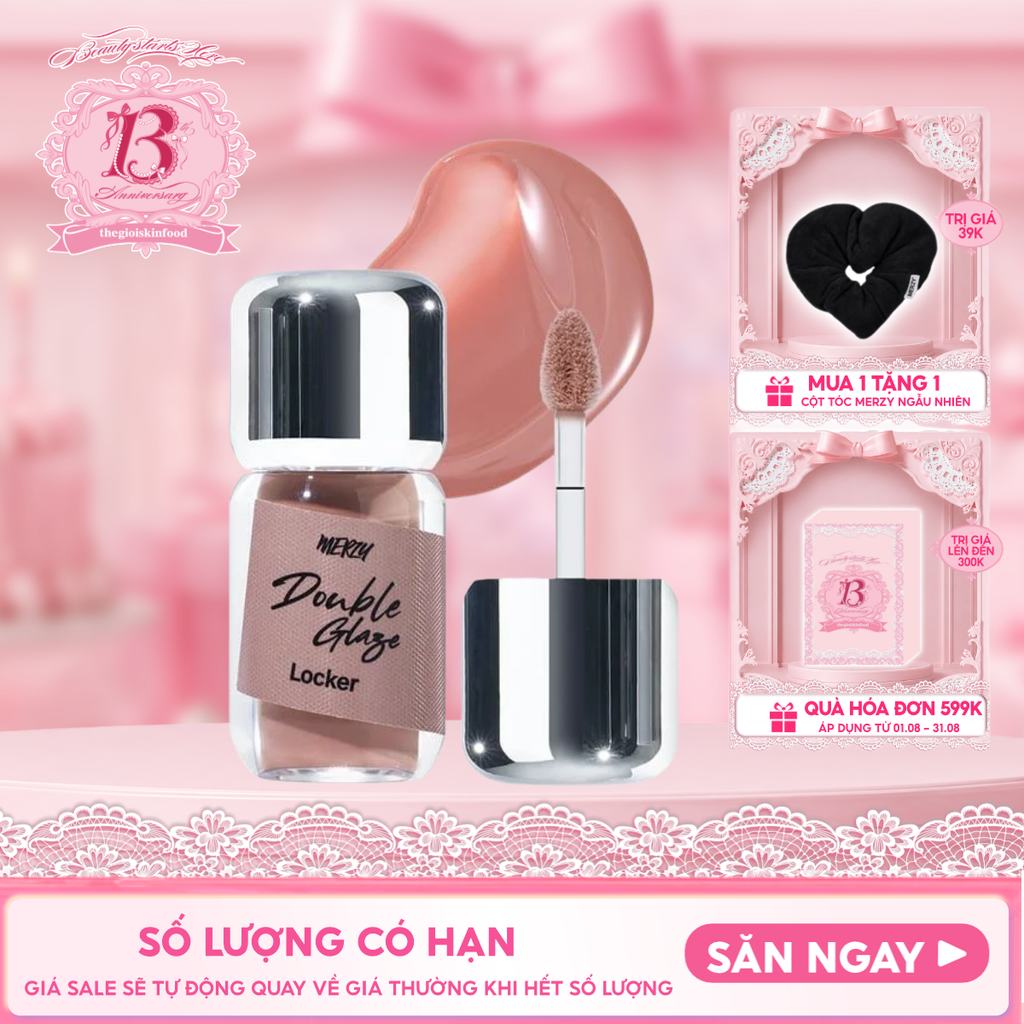 Son Bóng Merzy Khóa Màu 2 Lớp Double Glaze Locker 3.8g