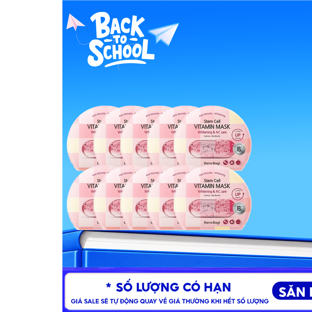Combo 10 Miếng Mặt Nạ Banobagi Hỗ Trợ Dưỡng Trắng Cấp Ẩm & Bổ Sung Collagen, Cải Thiện Lão Hóa Stem Cell Vitamin, Super Collagen Mask 30ml