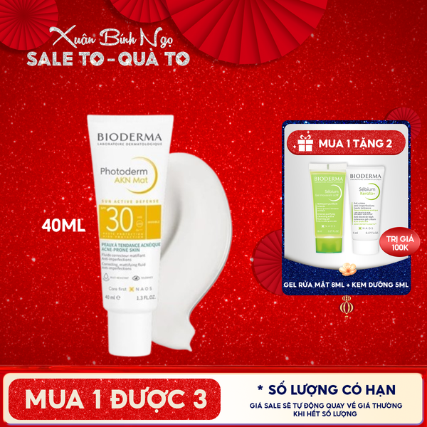  Kem Chống Nắng Bioderma Cho Da Dầu Mụn Photoderm AKN Mat SPF30 40ml 